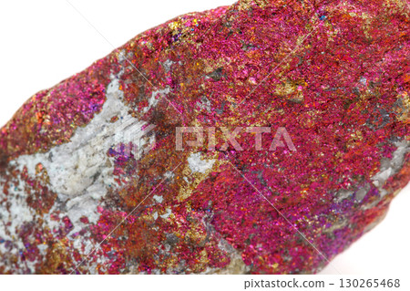 Macro mineral stone Chalcopyrite in the rock on a white background Macro mineral stone Chalcopyrite in the rock on a white background 130265468