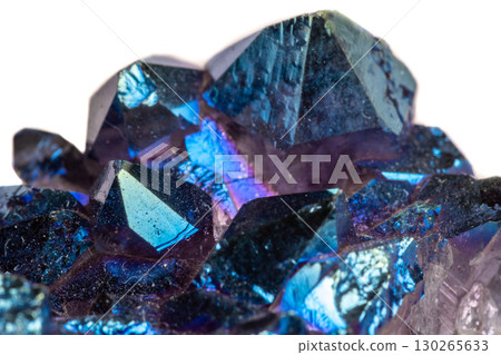 Macro mineral stone Titanium Quartz, Flame Aura Quartz on a white background Macro mineral stone Titanium Quartz, Flame Aura Quartz on a white background 130265633