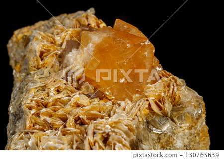 Macro Mineral Stone Sheelit on a black background Macro Mineral Stone Sheelit on a black background 130265639