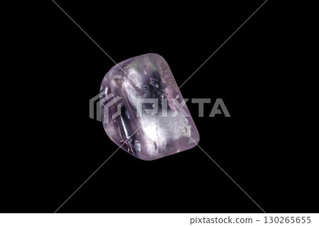 Macro mineral stone spodumene kunzite black background 130265655