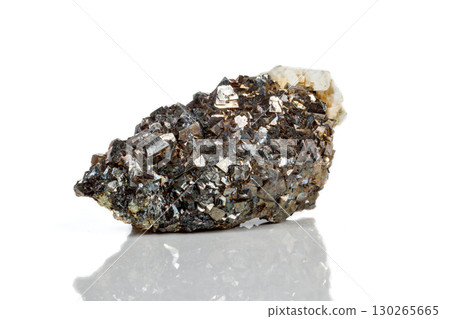 Macro mineral stone Arsenopyrite on a white background 130265665