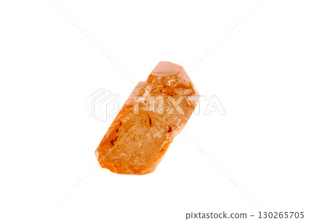 Macro mineral stone Lemurian Crystal a white background Macro mineral stone Lemurian Crystal a white background 130265705