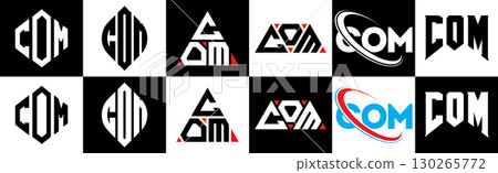 COM letter logo design in six style. COM polygon, circle, triangle, hexagon, flat and simple style with black and white color variation letter logo set in one artboard. COM minimalist and classic logo COM letter logo design in six style. COM polygon, circle, triangle, hexagon, flat and simple style with black and white color variation letter logo set in one artboard. COM minimalist and classic logo 130265772