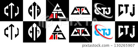 CTJ letter logo design in six style. CTJ polygon, circle, triangle, hexagon, flat and simple style with black and white color variation letter logo set in one artboard. CTJ minimalist and classic logo CTJ letter logo design in six style. CTJ polygon, circle, triangle, hexagon, flat and simple style with black and white color variation letter logo set in one artboard. CTJ minimalist and classic logo 130265907