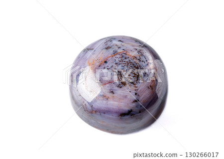 Macro of mineral Corundum Ruby Sapphire on white background 130266017