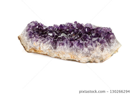 Amethyst Crystal Druse macro mineral on white background Amethyst Crystal Druse macro mineral on white background 130266294
