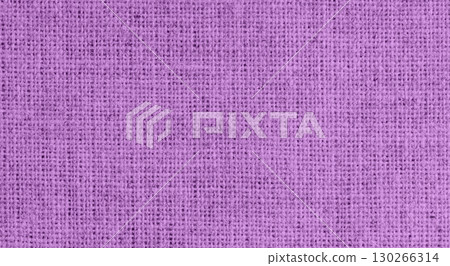 Purple burlap fabric texture close-up, coarse woven textile background 130266314