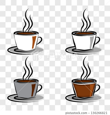 set with coffee beans, cups of coffee,, coffee pot, coffee maker. Eps 10 set with coffee beans, cups of coffee,, coffee pot, coffee maker. Eps 10 130266821