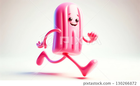 Cute ice cream cartoon illustration on white background 130266872