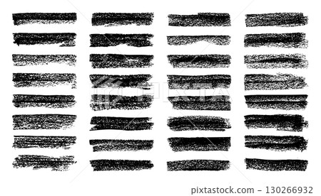 Grunge brush strokes, lines, ink smudges, hand-drawn scribble shapes. Handmade sketchy marks, acrylic stains, charcoal streaks. Paint textures, dry brush effect. Marker underline. Vector illustration 130266932