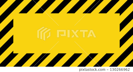 Warning sign with yellow and black diagonal lines. Attention, danger or caution symbol. Construction site signage, road safety notice, hazard banner, security alert shield. Vector illustration Warning sign with yellow and black diagonal lines. Attention, danger or caution symbol. Construction site signage, road safety notice, hazard banner, security alert shield. Vector illustration 130266962