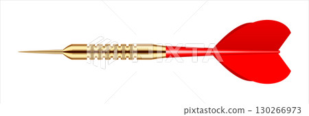 Dart arrow with metal tip and shadow. Dart throwing sport game, dartboard equipment. Vector illustration 130266973