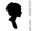 Elegant Woman Cameo Profile Silhouette in Vintage Style Symbolizing Feminine Beauty 130267535