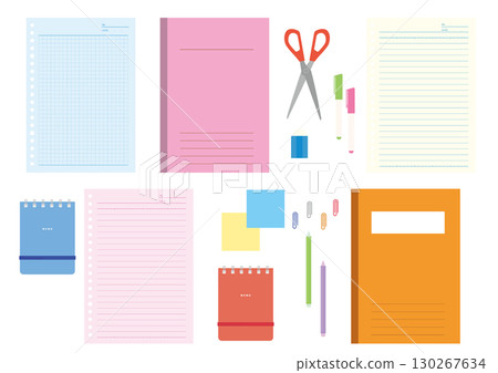 Stationery set including notebooks, loose-leaf paper, pens, etc. Stationery set including notebooks, loose-leaf paper, pens, etc. 130267634
