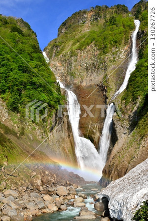 Fresh green Shomyo Falls and rainbow 130267726