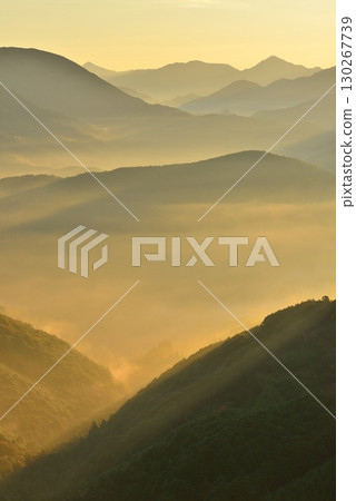 從潮見峠出發的中邊線（熊野古道）的雲海（霧） 130267739