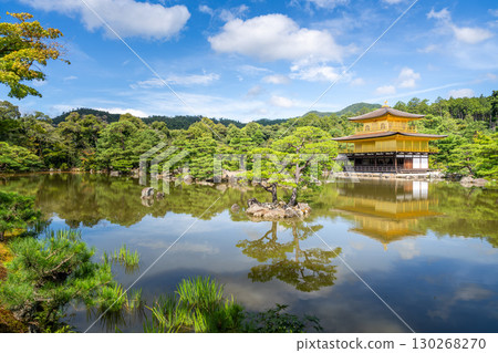 Kinkaku-ji,Golden Pavilion, reflects in the pond, a Zen temple in Kyoto, Japan 130268270