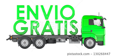 Envio gratis truck, free shipping on Spanish. 3D rendering 130268447