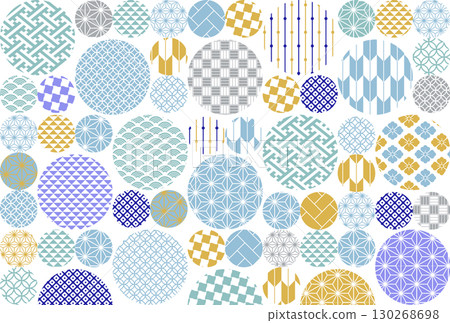 Colorful Japanese pattern background illustration for winter season 130268698
