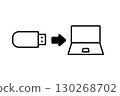Conceptual illustration of data storage and transfer by inserting a USB memory stick into a laptop 130268702