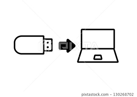 透過將 USB 記憶棒插入筆記型電腦來儲存和傳輸資料的概念圖 透過將 USB 記憶棒插入筆記型電腦來儲存和傳輸資料的概念圖 130268702