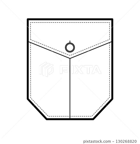 Angled Jeans Top-stitched Patch Pocket technical fashion illustration. Flat apparel template front view. Women Angled Jeans Top-stitched Patch Pocket technical fashion illustration. Flat apparel template front view. Women 130268820