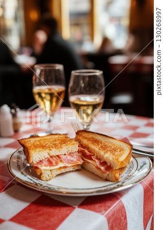 paris sandwich plate slices bread closeup ham cheese paris sandwich plate slices bread closeup ham cheese 130268997