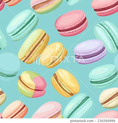 paris pattern macarons turquoise background seamless colorful general 130268999