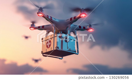 drone fly delivery medicine aid rescue aerial box 130269056