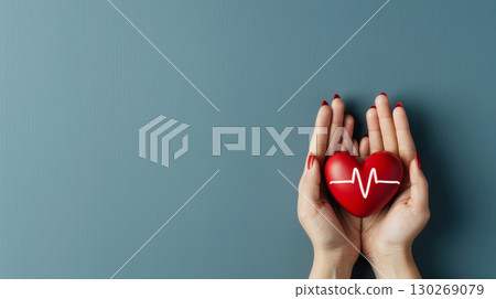 heart organ life medical EKG hand pulse care 130269079