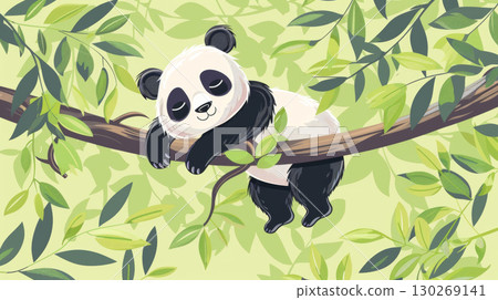 panda bear cute animal adorable nature chubby flat 130269141