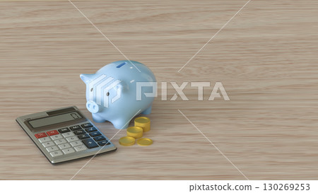 The Piggy Bank and coins  for saving or earn concept 3d Rendering. 130269253