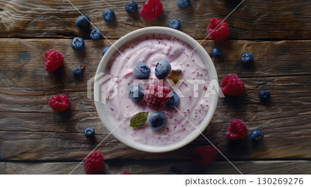 view berries surface color details blueberries raspberries topdown 130269276