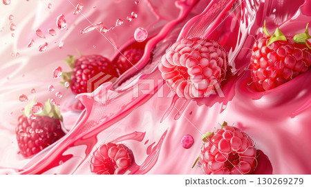 raspberries raspberry splashes droplets background elements closeup liquid 130269279