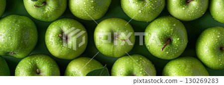 view apples water droplets surfaces grid pattern apple 130269283