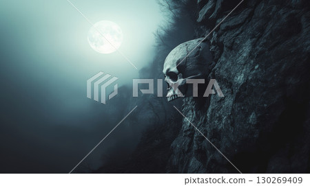 portrayal skull details texture atmospheric cliff mounted face 130269409