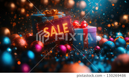 depiction sale sign ornaments gift lights bokehstyle christmas 130269486