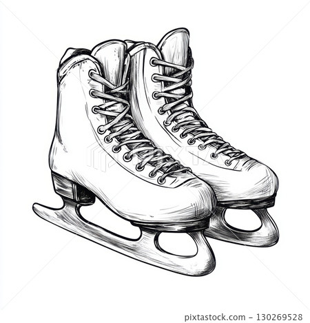 illustration ice skates details laces blades texture skin 130269528