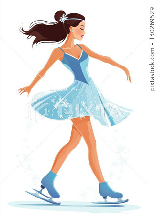 illustration female figure skater midperformance arms legs depicted illustration female figure skater midperformance arms legs depicted 130269529
