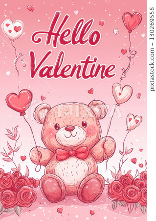 bear illustration balloons teddy bowtie heartshaped pink red bear illustration balloons teddy bowtie heartshaped pink red 130269558