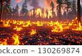 portrayal forest flames wildfire engulfed appears vivid general 130269874