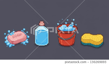 For your beloved car! Pixel art style car wash tools 130269893