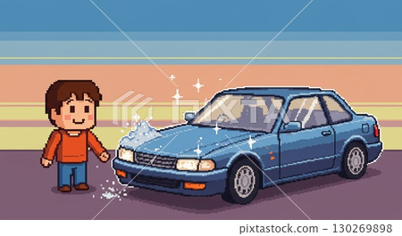 史上最棒的旅行！色彩繽紛的像素化汽車插畫 130269898
