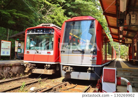 Hakone Tozan Railway, old and new, lined up 130269902