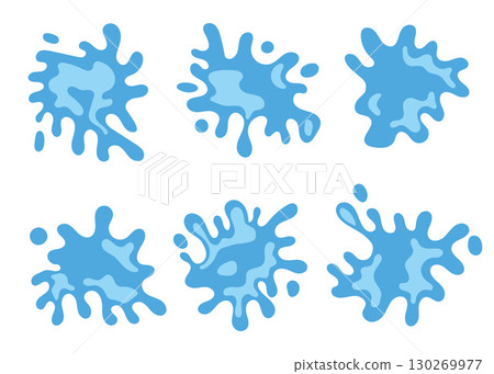 Collection of blue water splash doodles. Vector illustration. 130269977