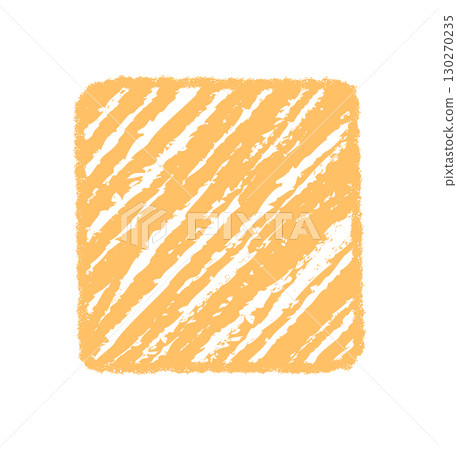 Crayon scribble square frame and rough texture with diagonal sketch. Fluid rectangle border in orange as graphic background element for text in modern abstract style, perfect for creative card 130270235