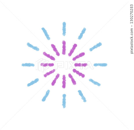 Circle pastel firework element with crayon spark and starburst pattern. Festive burst in a creative celebration style illustration for holiday and party decor. Circle pastel firework element with crayon spark and starburst pattern. Festive burst in a creative celebration style illustration for holiday and party decor. 130270283