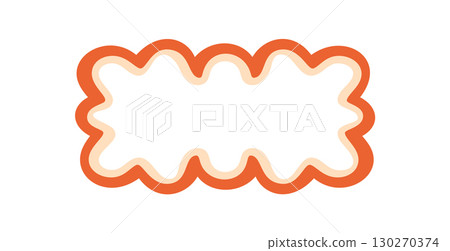 Groovy retro rectangle frame with wavy squiggle border in cartoon graphic style. Abstract outline element in y2k shape. Modern background for pop creative and artistic uses. 130270374