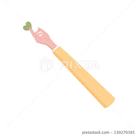 Flat colorful hand giving a green heart. Gesture symbol of love, charity, and support. Expression of care and aid. Creative abstract concept suitable for nonprofit banners or cards. Flat colorful hand giving a green heart. Gesture symbol of love, charity, and support. Expression of care and aid. Creative abstract concept suitable for nonprofit banners or cards. 130270385