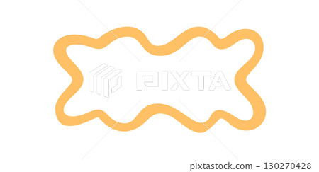 Groovy wavy retro outline rectangle border creates a playful frame shape in bright yellow. Retro y2k graphic with wavy line and modern background, perfect as creative element in artistic projects. 130270428